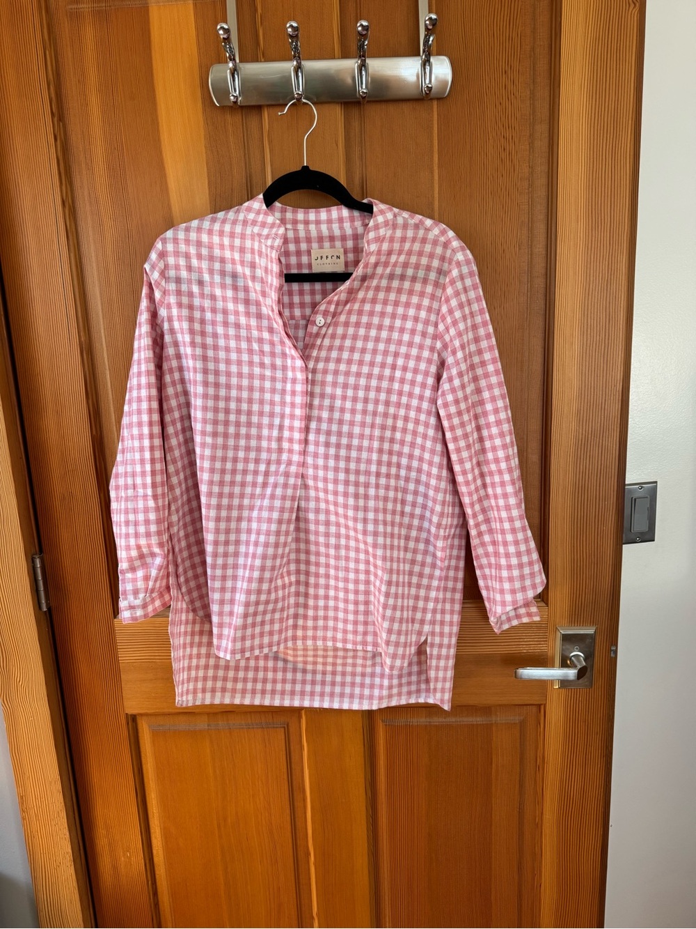 Jeffon Pink Gingham Button-Up Blouse - Picture 3 of 5